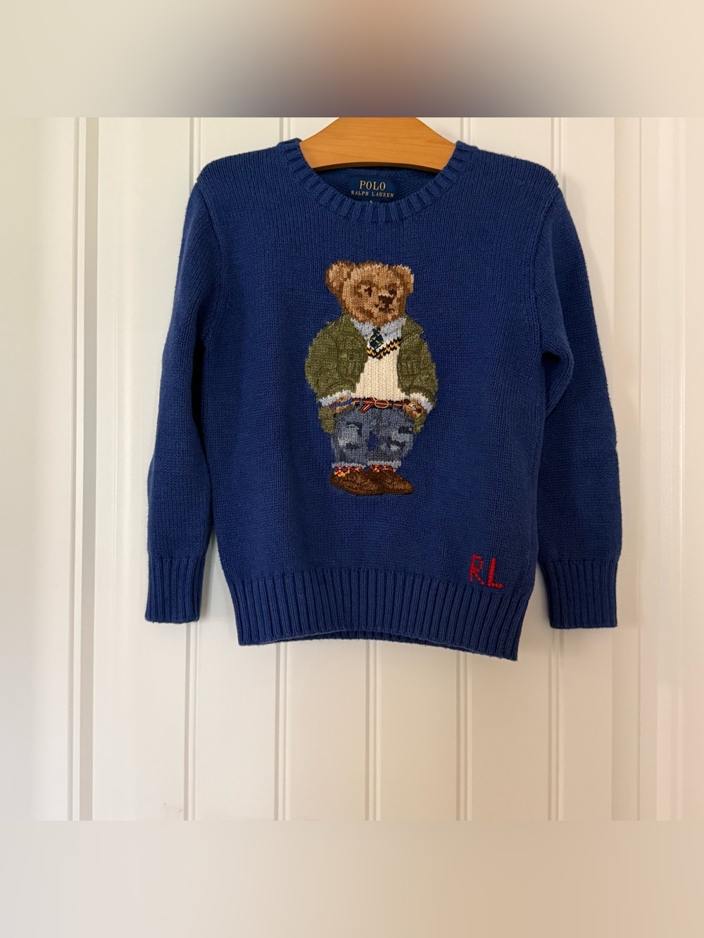 Polo Ralph Lauren Boys Polo Bear Crewneck Sweater | Size 5 | Iconic Bear Knit
